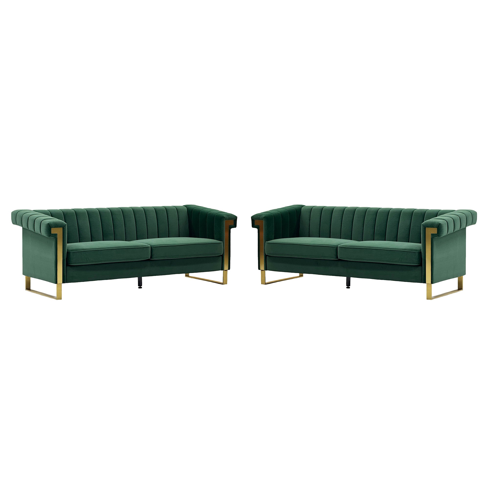 Emerald Green Velvet 2 Piece Sofa Set