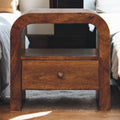 Solid Wood Darcy Nightstand, 1 Drawer and Open Shelf, Chestnut