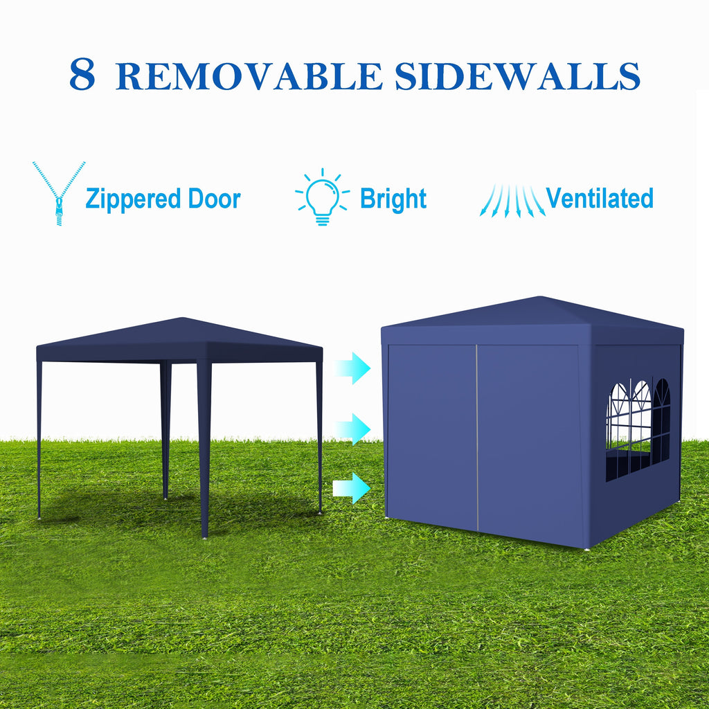 10'x10' Party Tent Outdoor Heavy Duty Gazebo Wedding Canopy with 4 Removable Walls, Blue