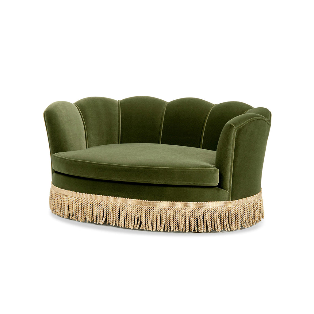 Clara 34.5" Scalloped Pet Sofa Bed - Medium, Olive