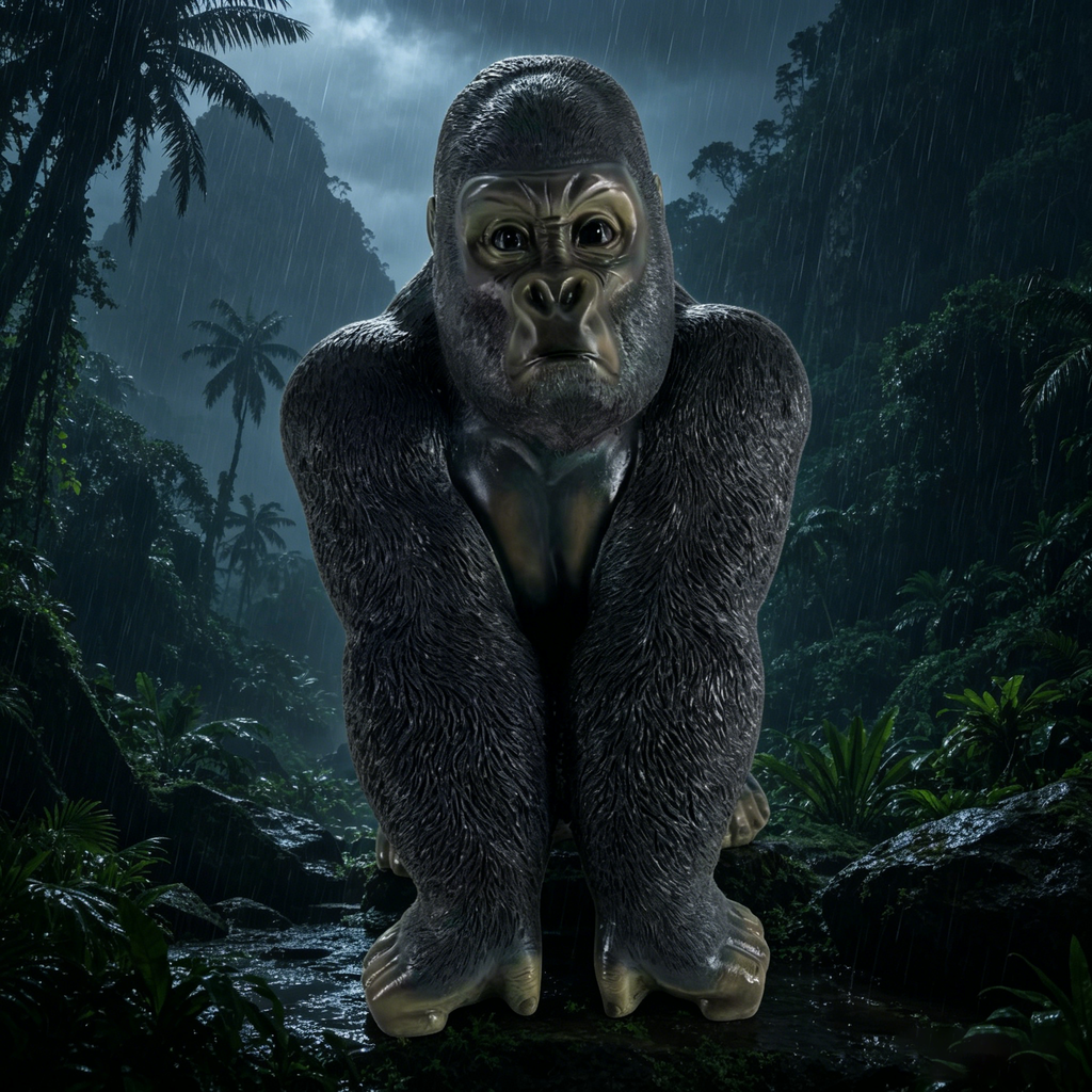 Realistic Silverback Gorilla Figurine