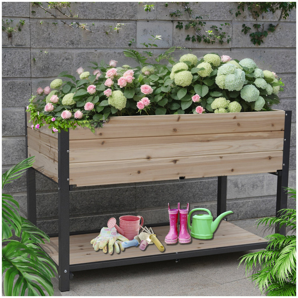 45" Iron-Wood Combined Growing Beds With Feet and Storage Racks