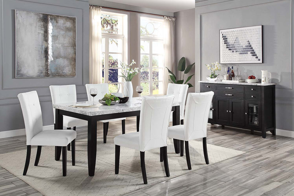 Hussein - Side Chair (Set of 2) - White Synthetic Leather & Black