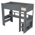 Gaming Loft Bed With Desk, Multi Storage Shelves, LED And Charging Station