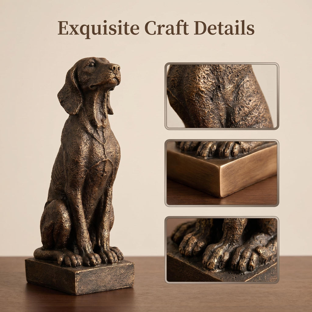 Vintage Bronze Sitting Hound Dog Statue