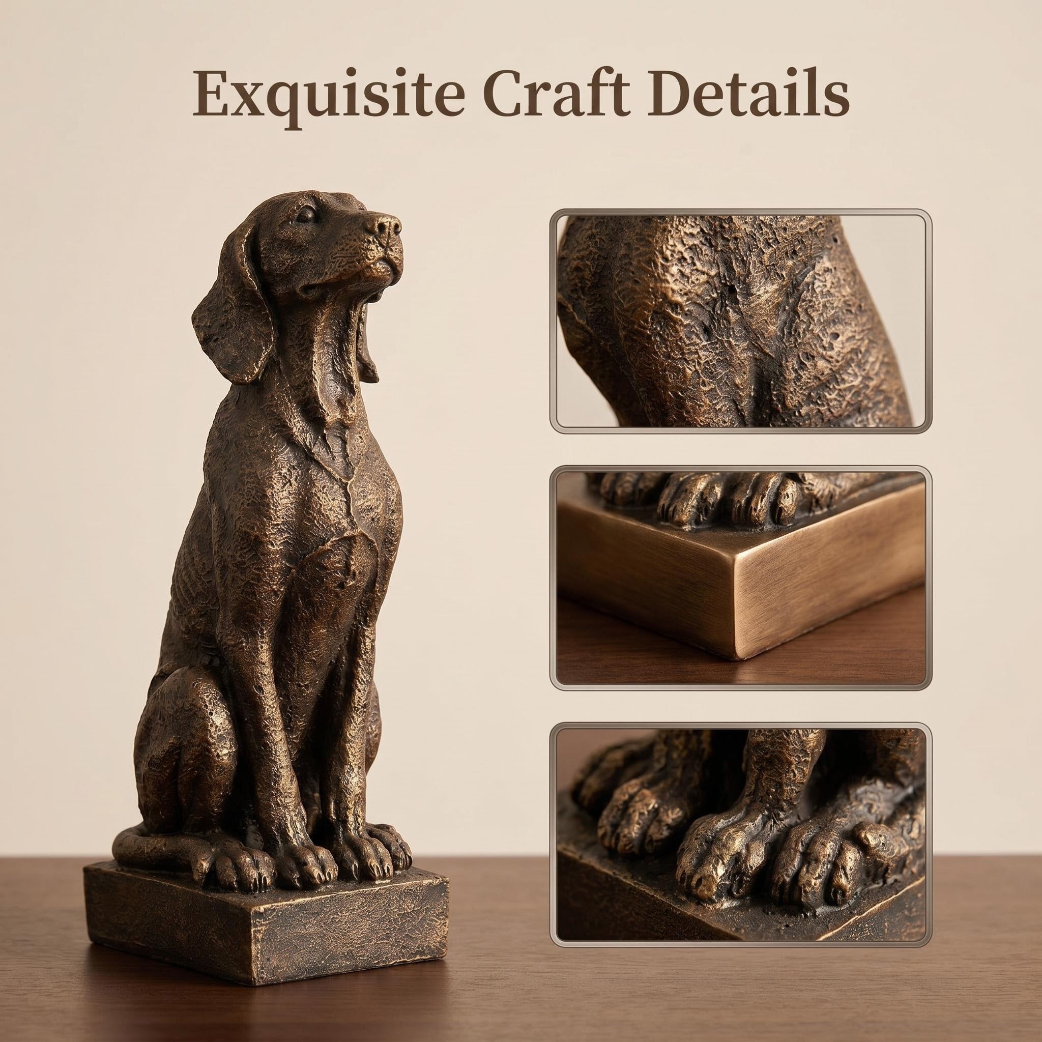 Vintage Bronze Sitting Hound Dog Statue