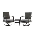 3 Piece Patio Furniture, Swivel Rocker Bistro Set With Side Table & Cushions For Porch - Gray