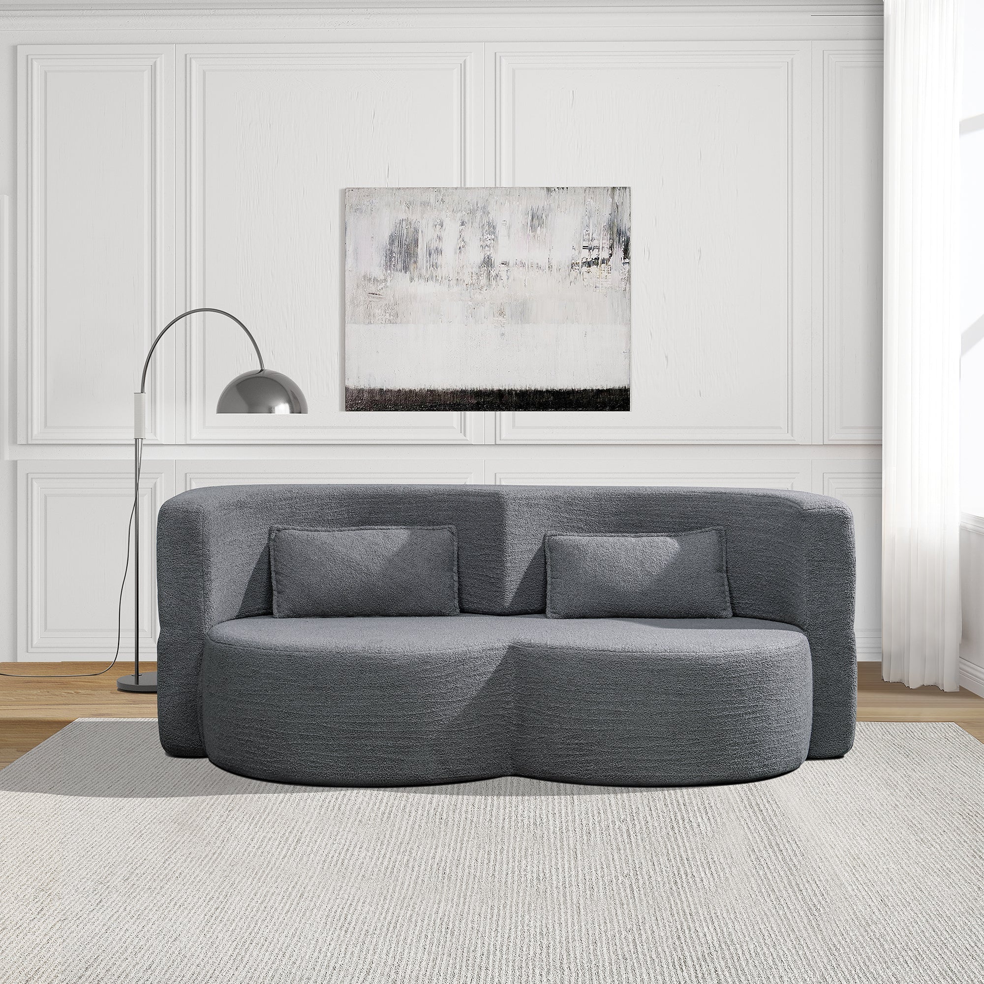 Folding Sofa Bed - Convertible Teddy Bear Fabric Sleeper