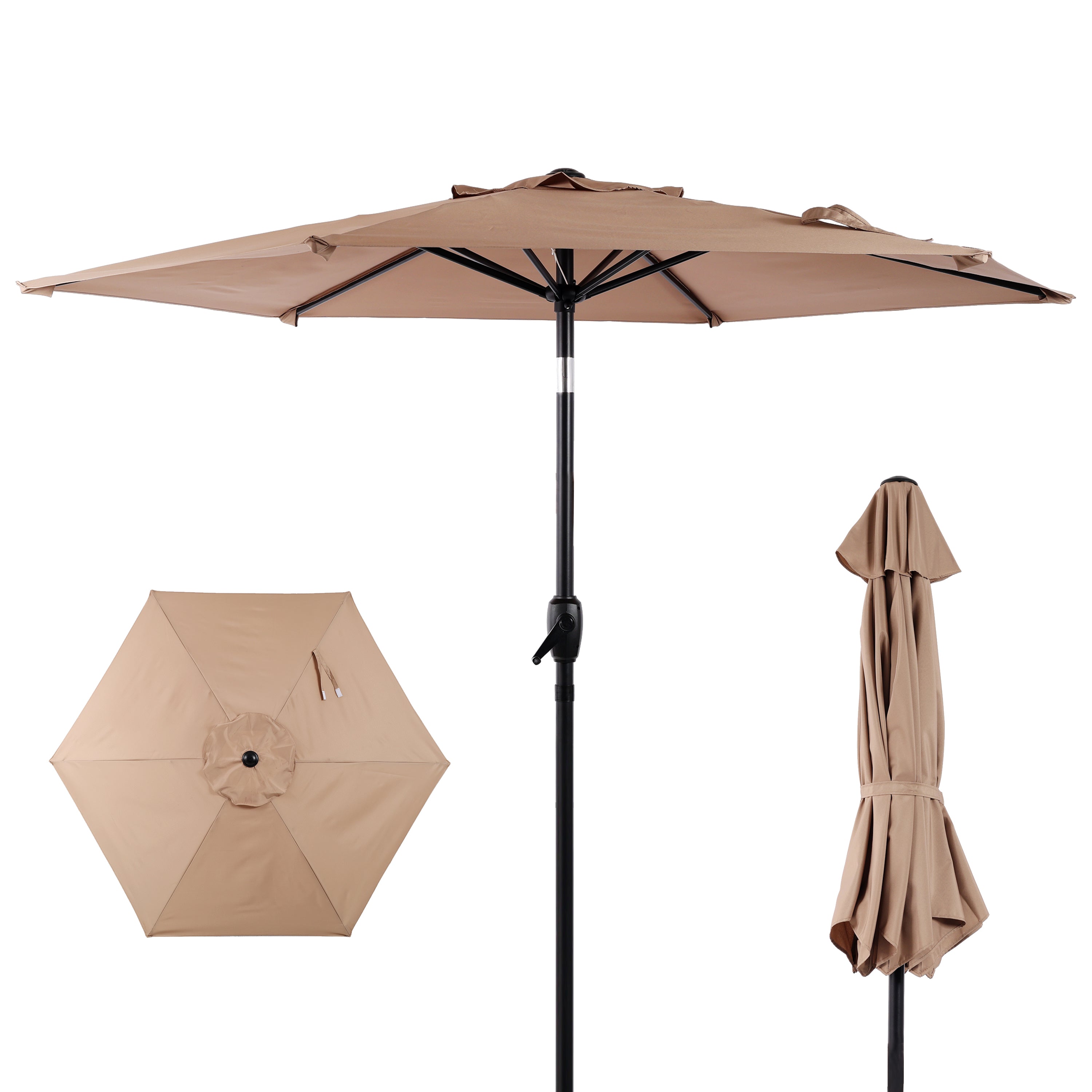 7.5 Ft Patio Umbrella with Push Button Tilt and Crank Mechanism