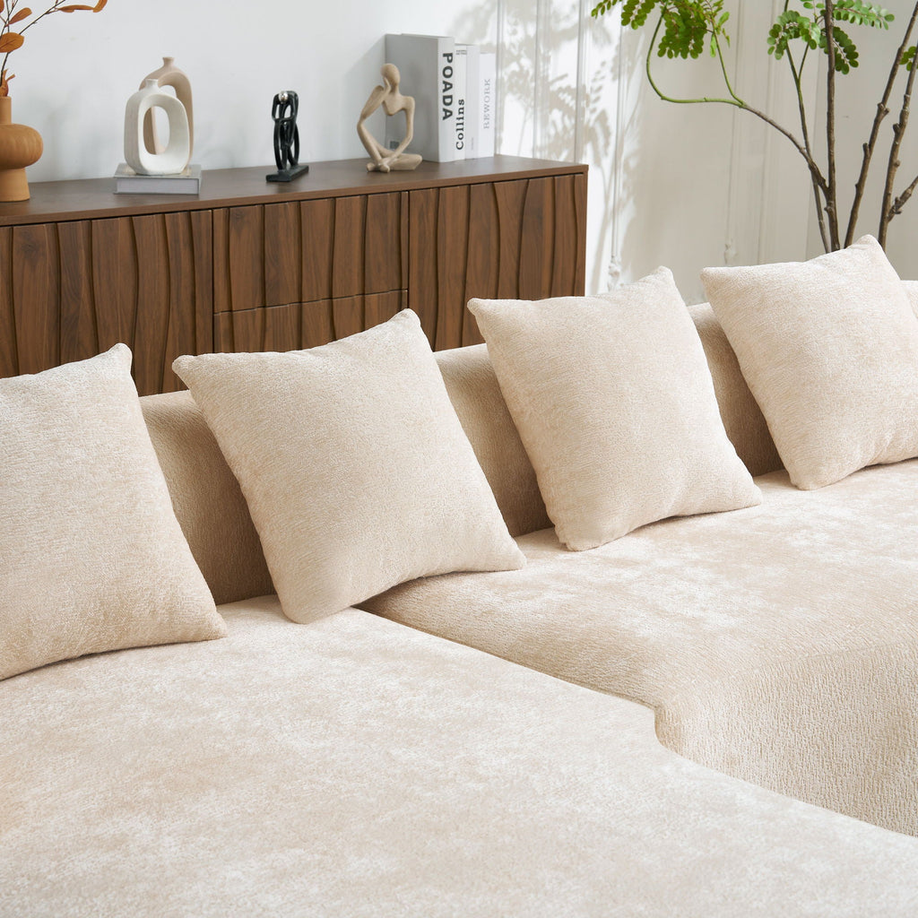 Modular L-Shape Sectional Sofa With Curved Chaise