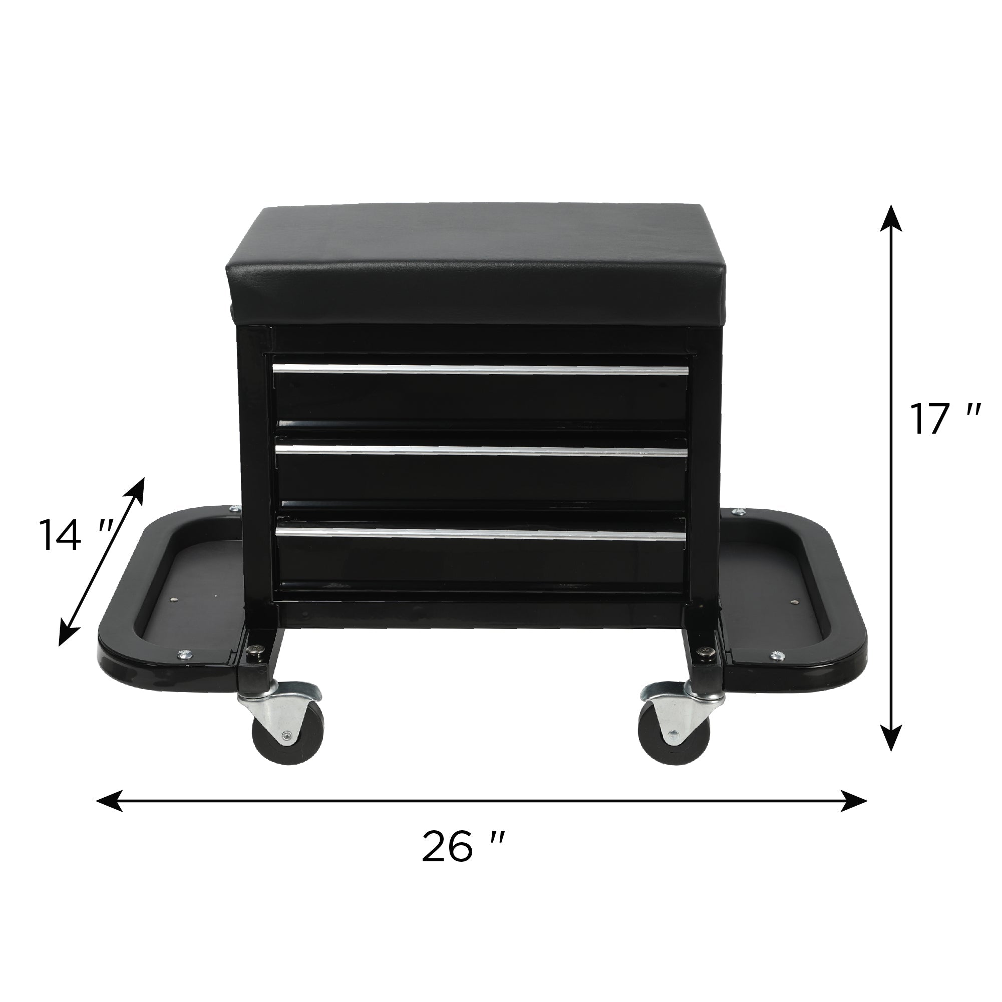 3-Drawer Tool Chest Rolling Mechanic Seat with Tool Trays