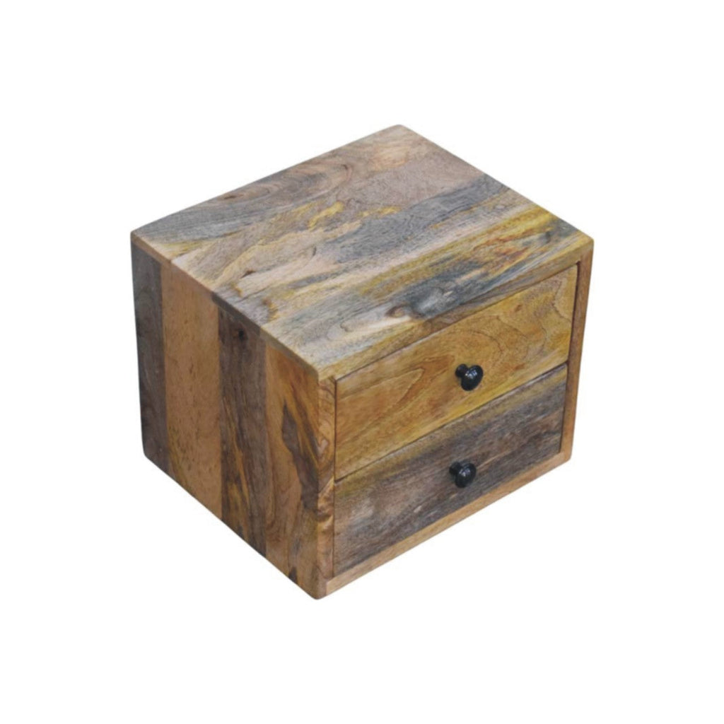 Solid Wood Solis Wall-Mounted Nightstand, 2-Drawers, Oak-ish