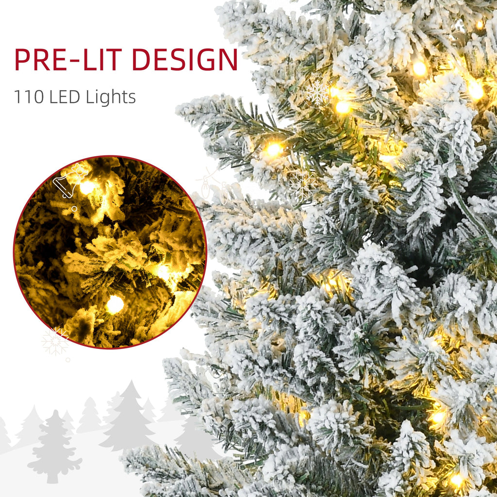 HOMCOM 5' Tall Pre-Lit Slim Noble Fir Artificial Christmas Tree