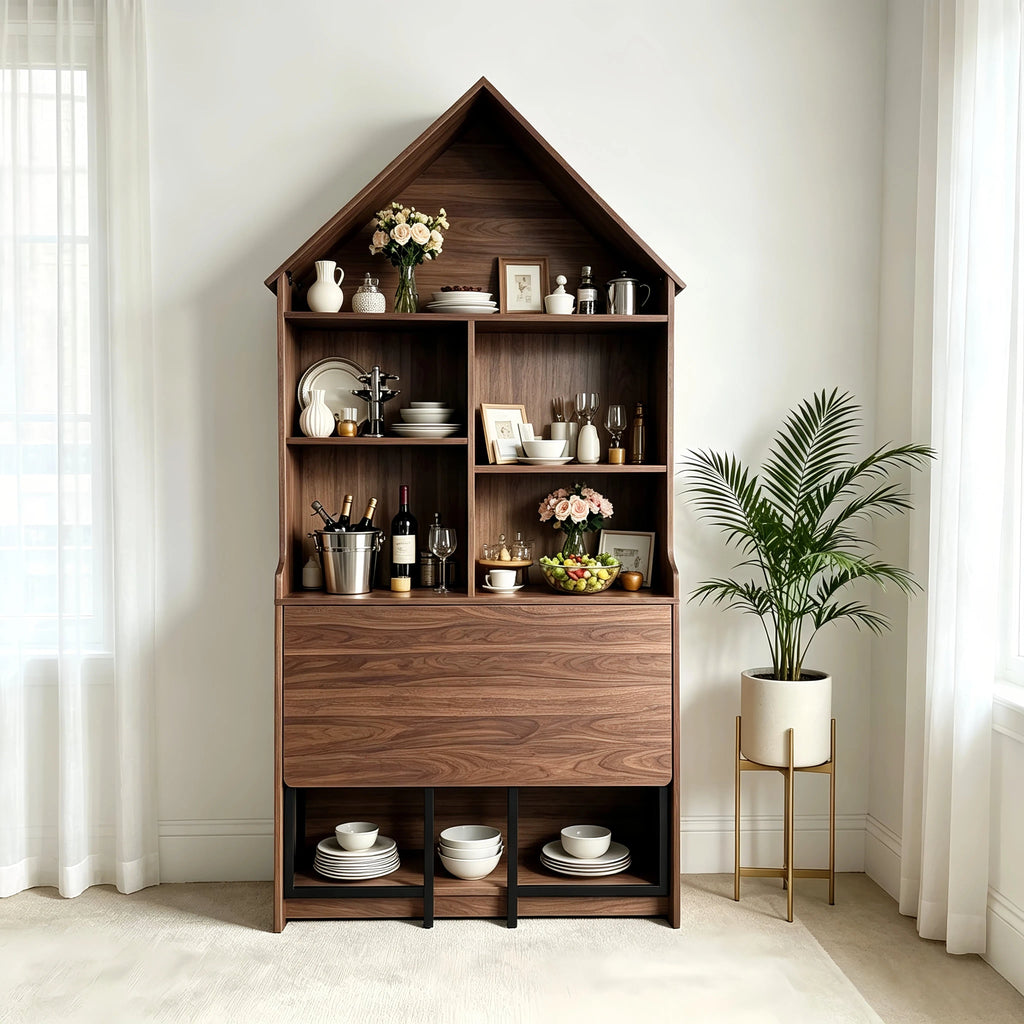 Folding Craft Desk with Storage Shelves