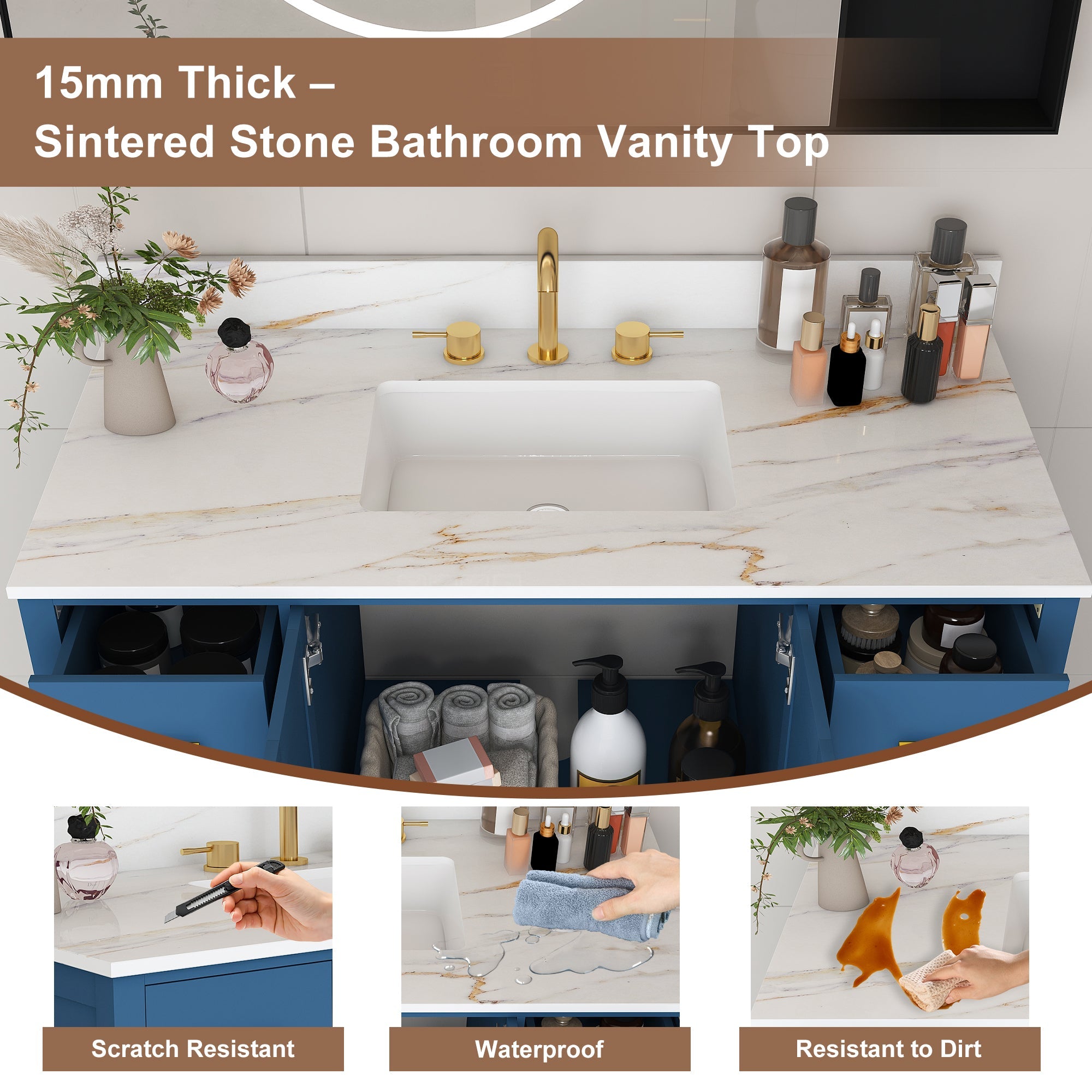 42" Modern Solid Wood Bathroom Vanity with Sink