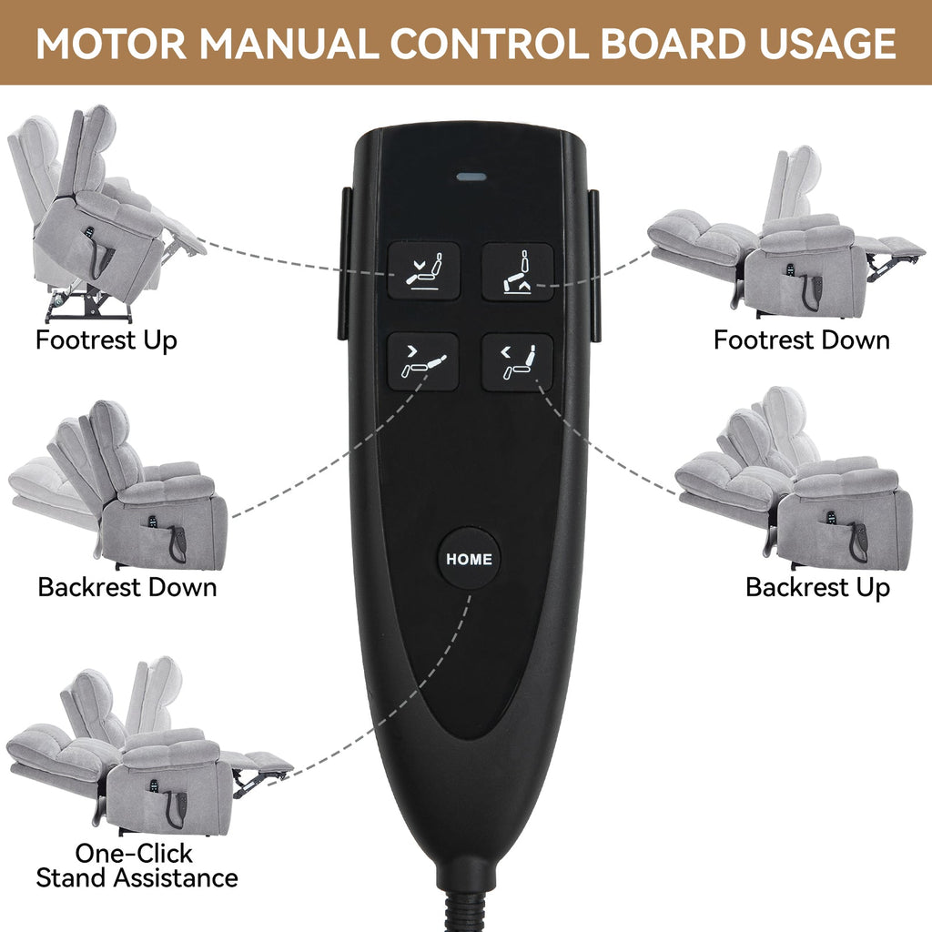 Grey Heat Massage Dual Motor Electric Power Lift Recliner