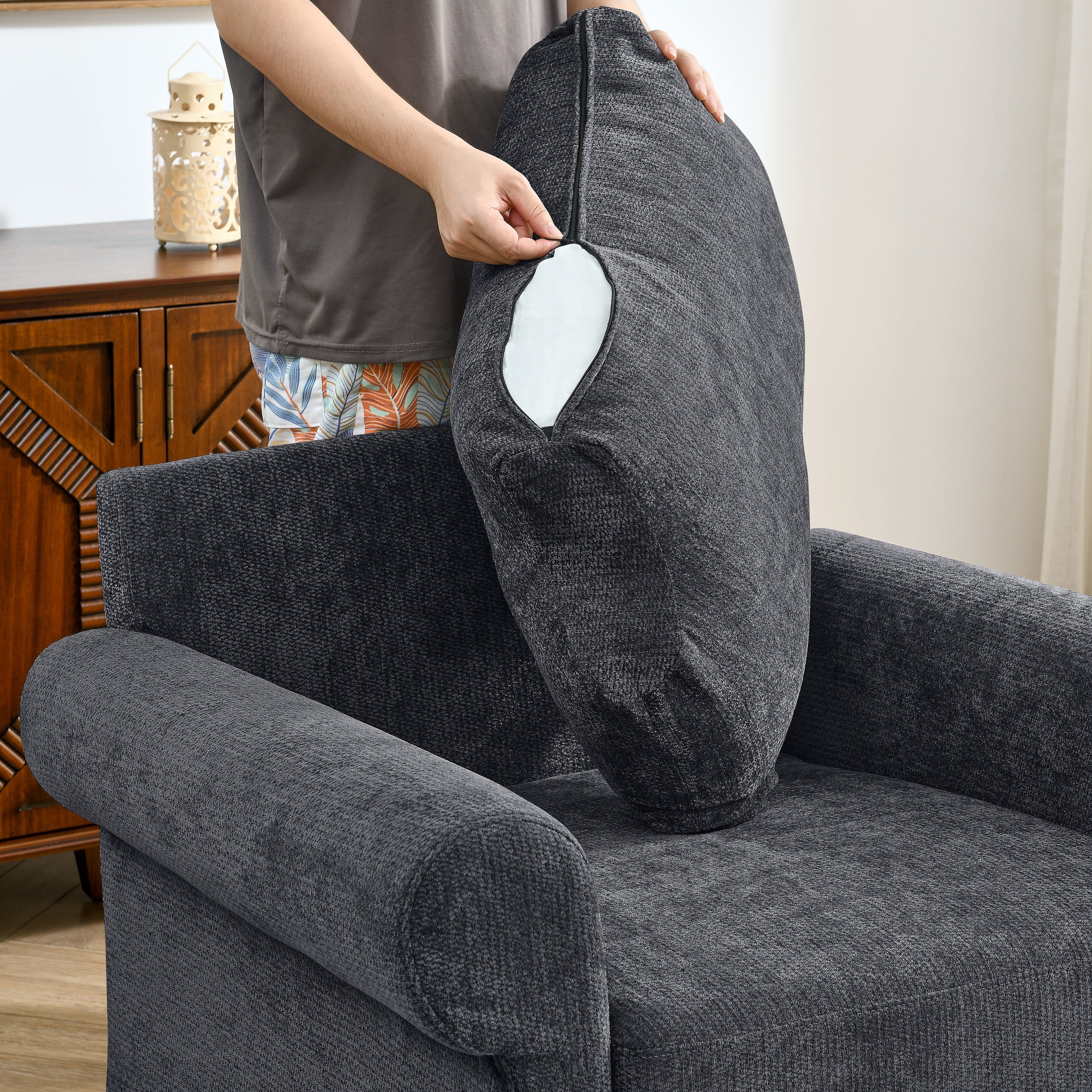37.5" Accent Chair with Ottoman