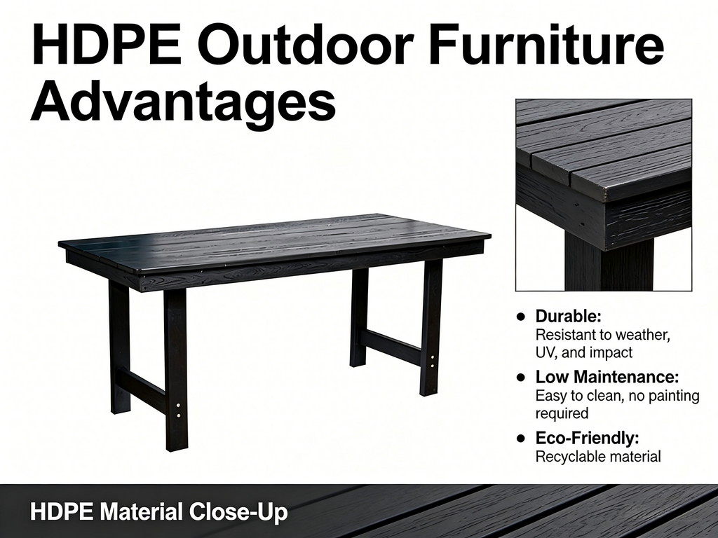 HDPE Outdoor Patio Dining Set - Table and Four Chairs