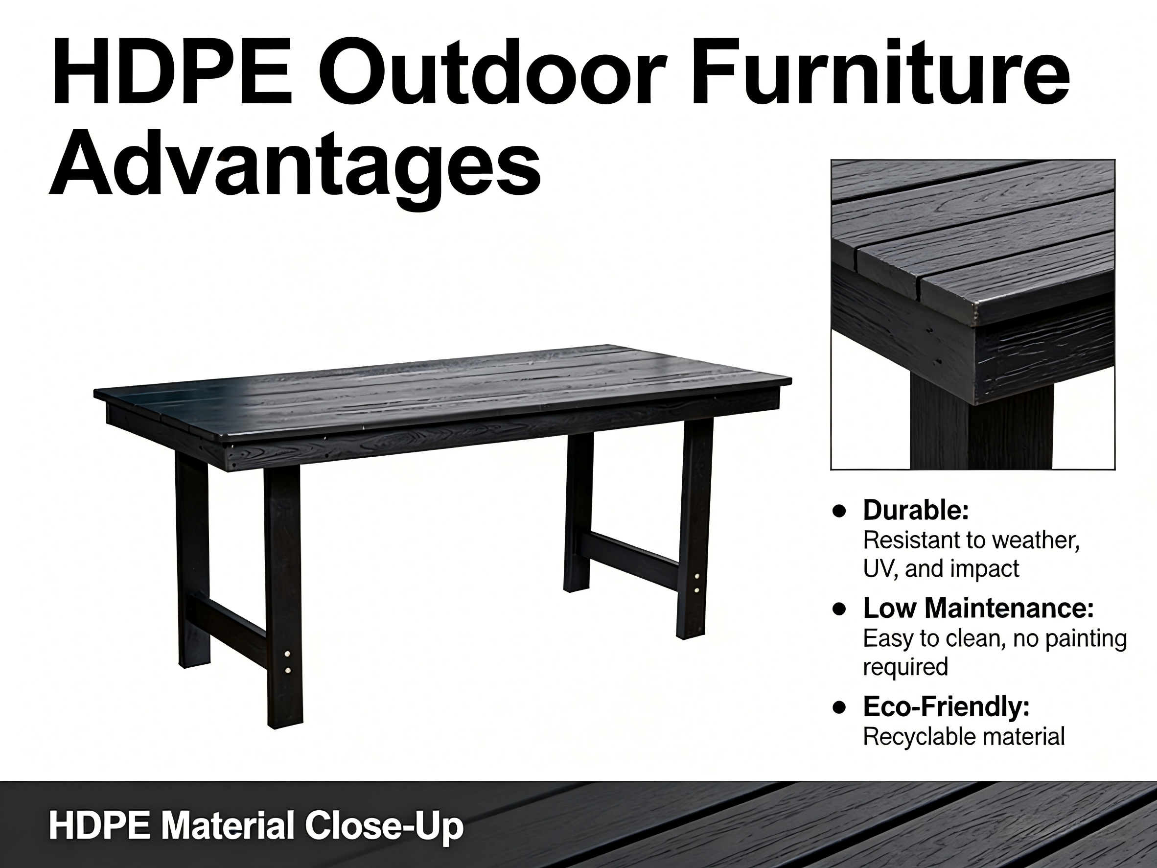 HDPE Outdoor Patio Dining Set - Table and Four Chairs