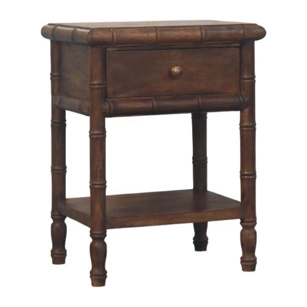 Solid Wood Bamboo Carved Bedside Table
