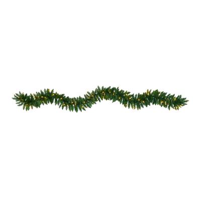 9'Christmas Pine Artificial Garland with 50 Warm White LEDs Lights