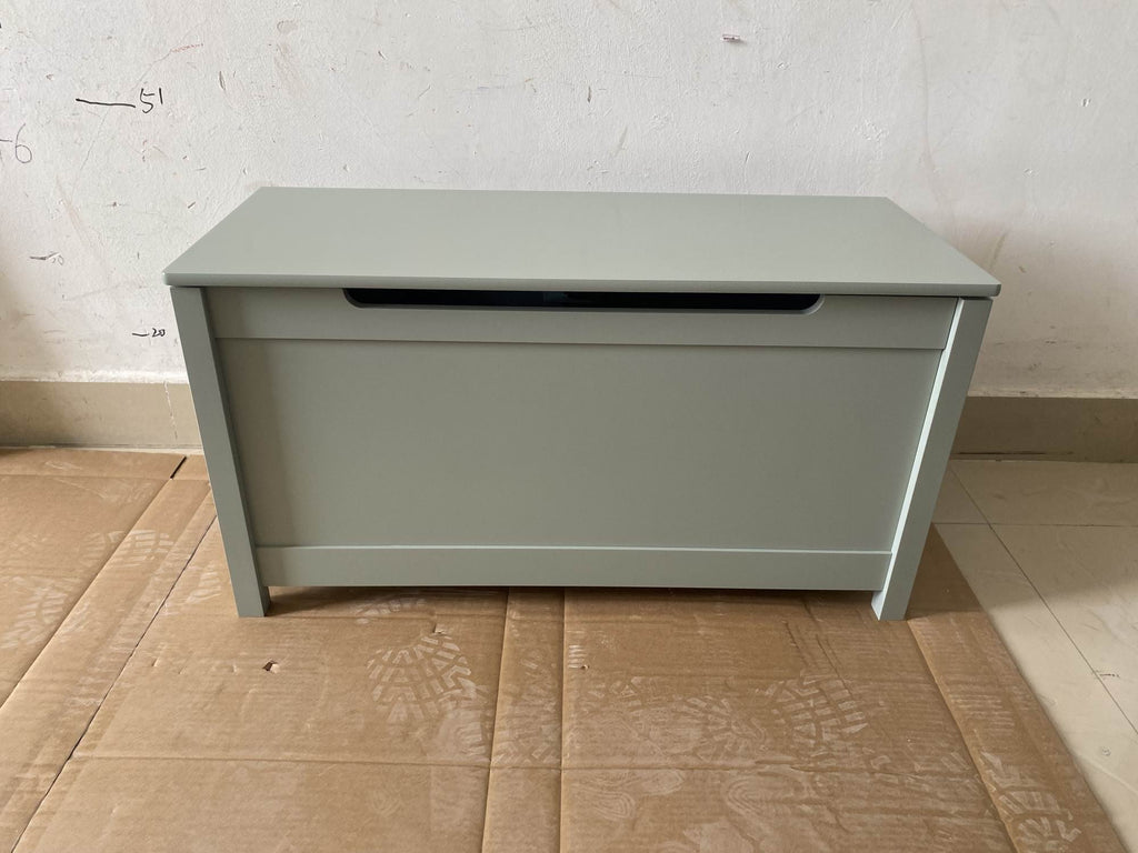 Kids Wooden Toy Box Storage with Safety Hinged Lid for Ages 2+ (Sage)
