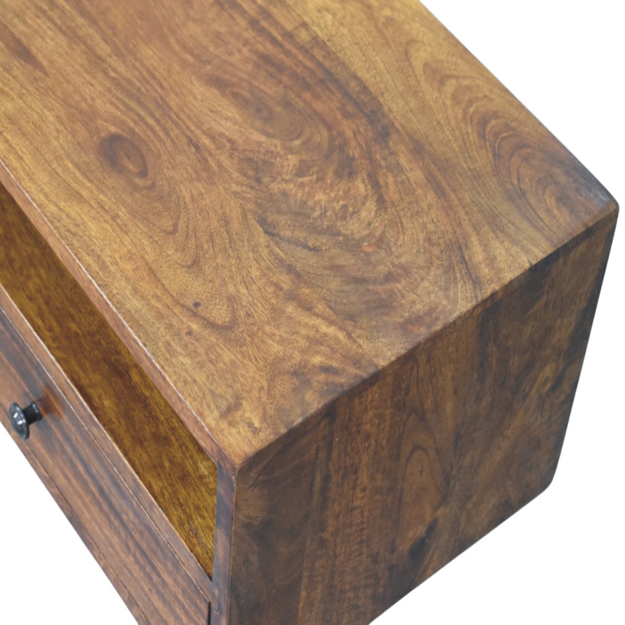 Solid Wood Lunar Wall-Mounted Media Unit, 2-Drawers, Chestnut