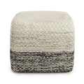 Macie - Square Woven Outdoor / Indoor Pouf - Gray / White