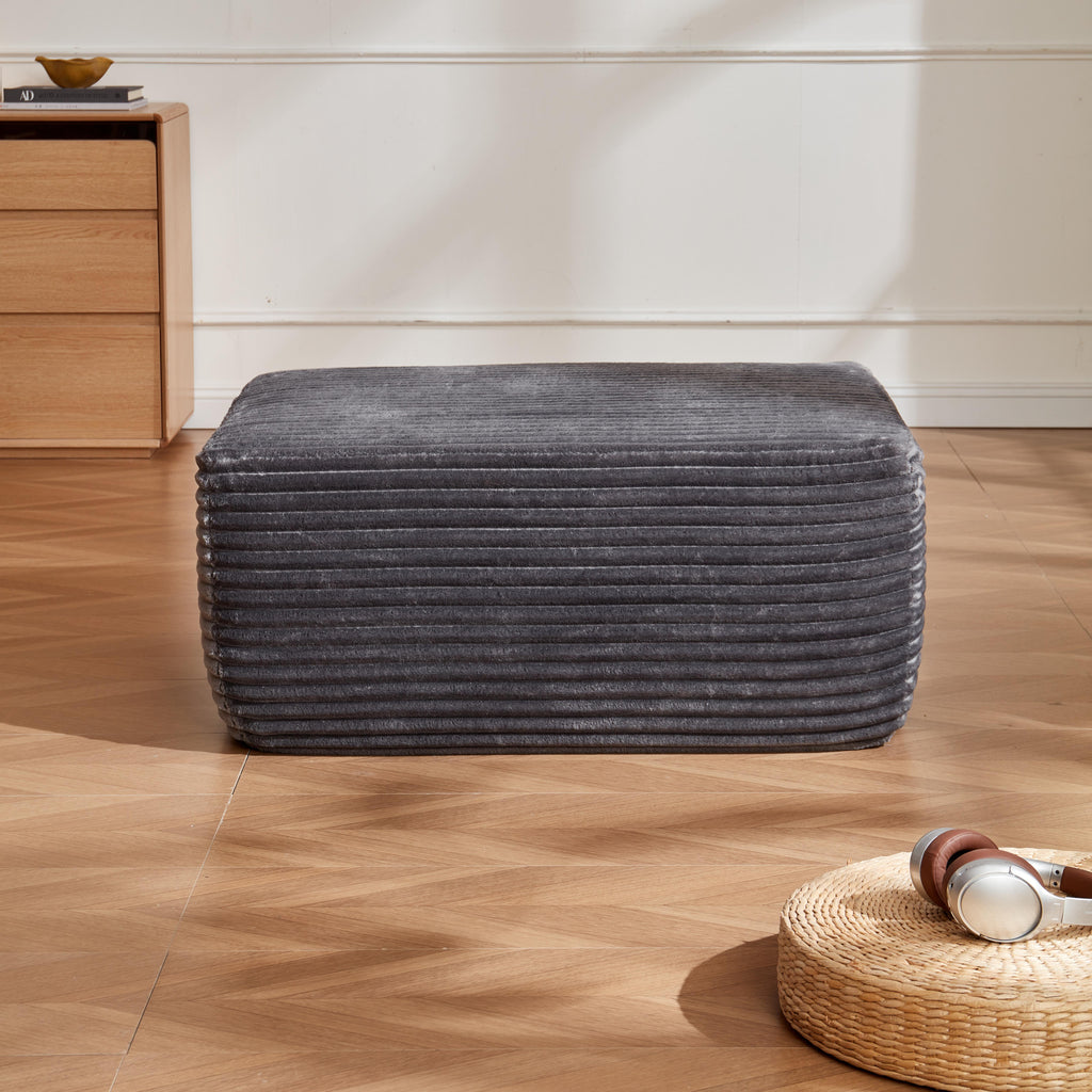 Grey Plush Ottoman