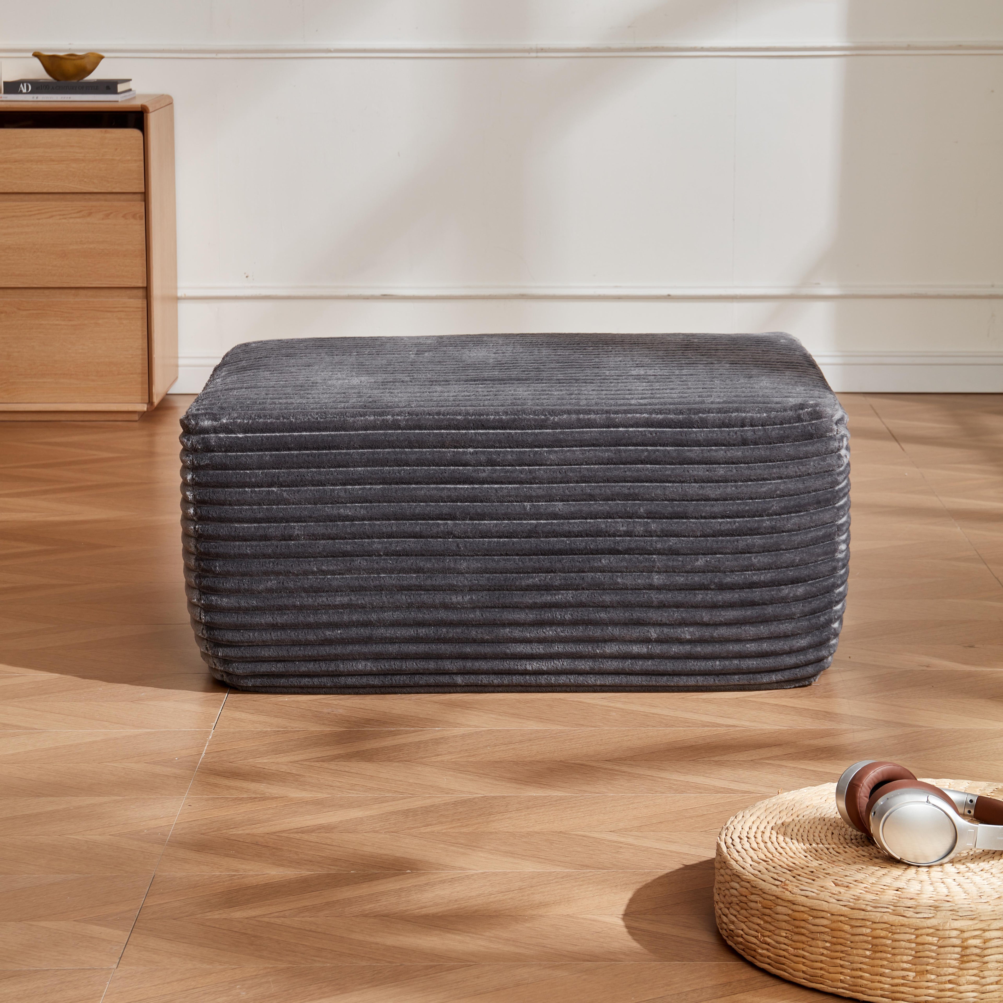 Grey Plush Ottoman