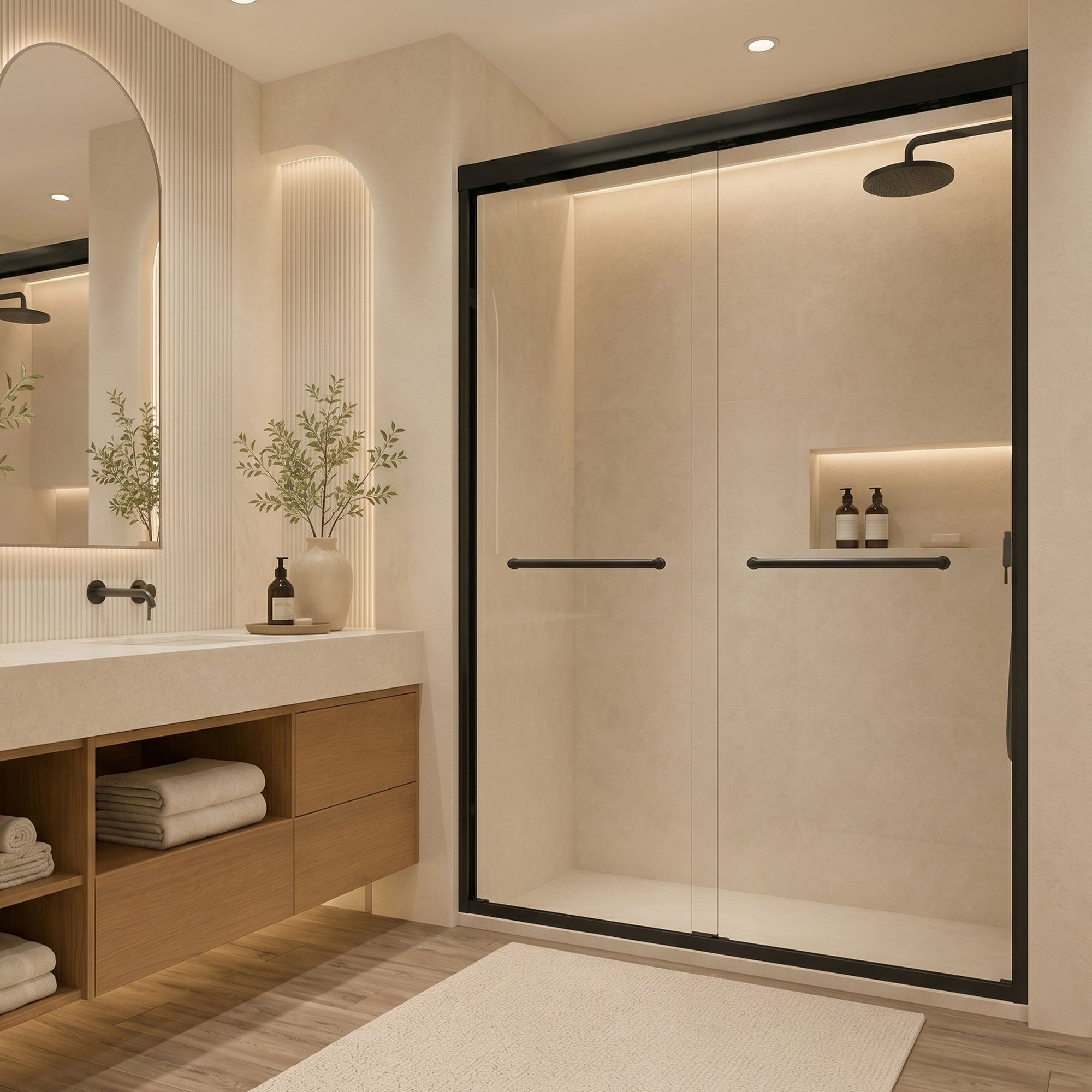 Aluminum Frame Double Sliding Shower Door