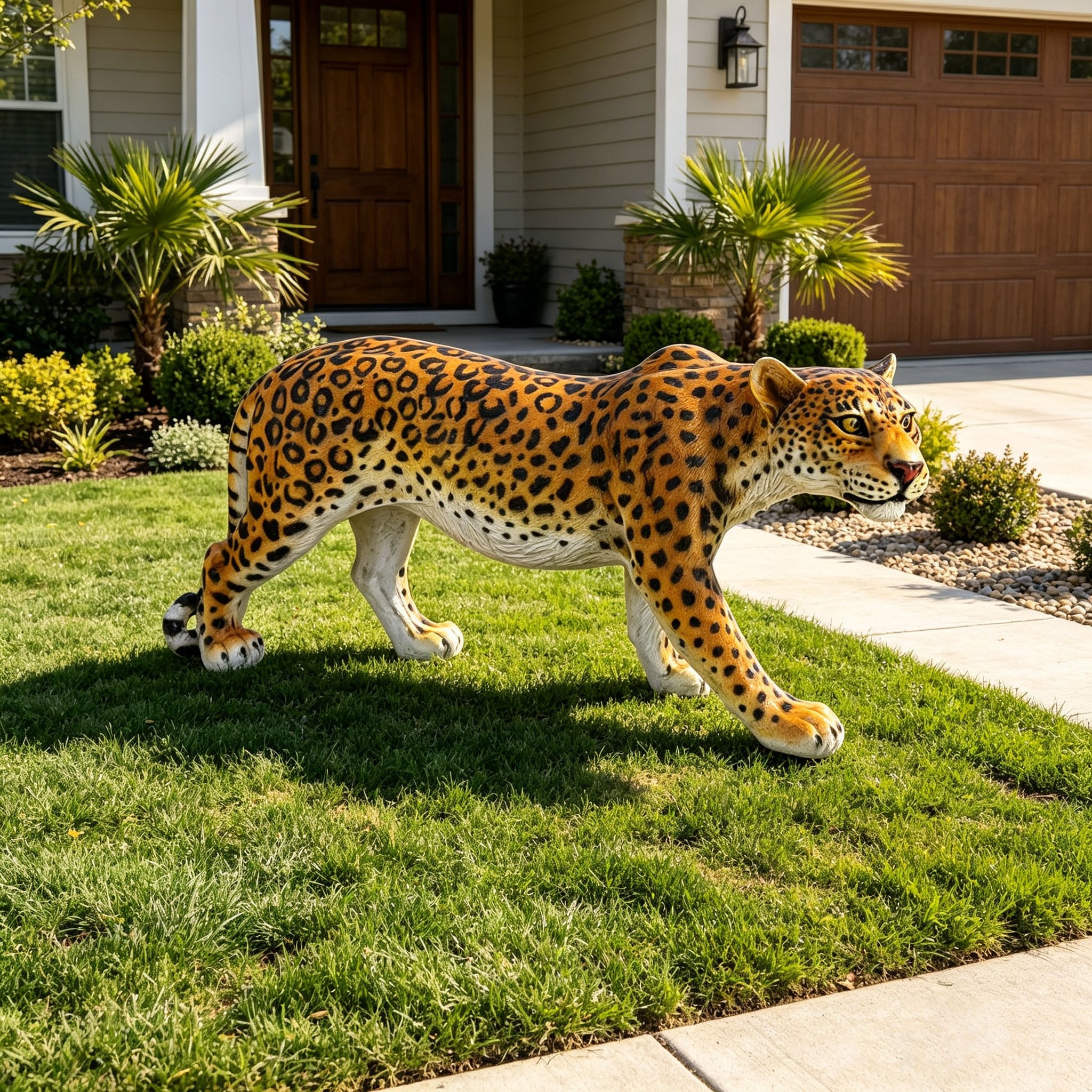 Realistic Leopard Garden Statue