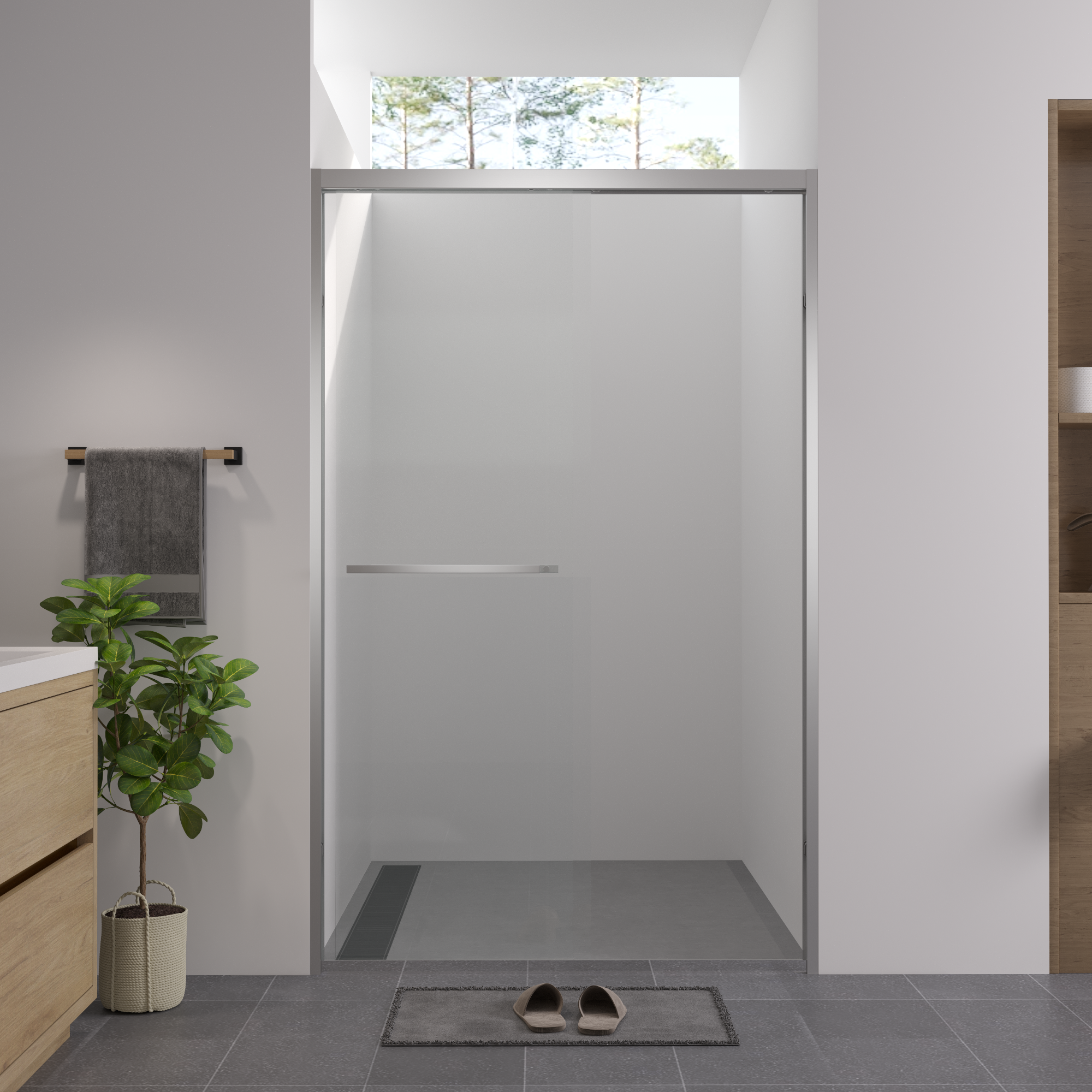 Premium Aluminum Frame Double Sliding Shower Door