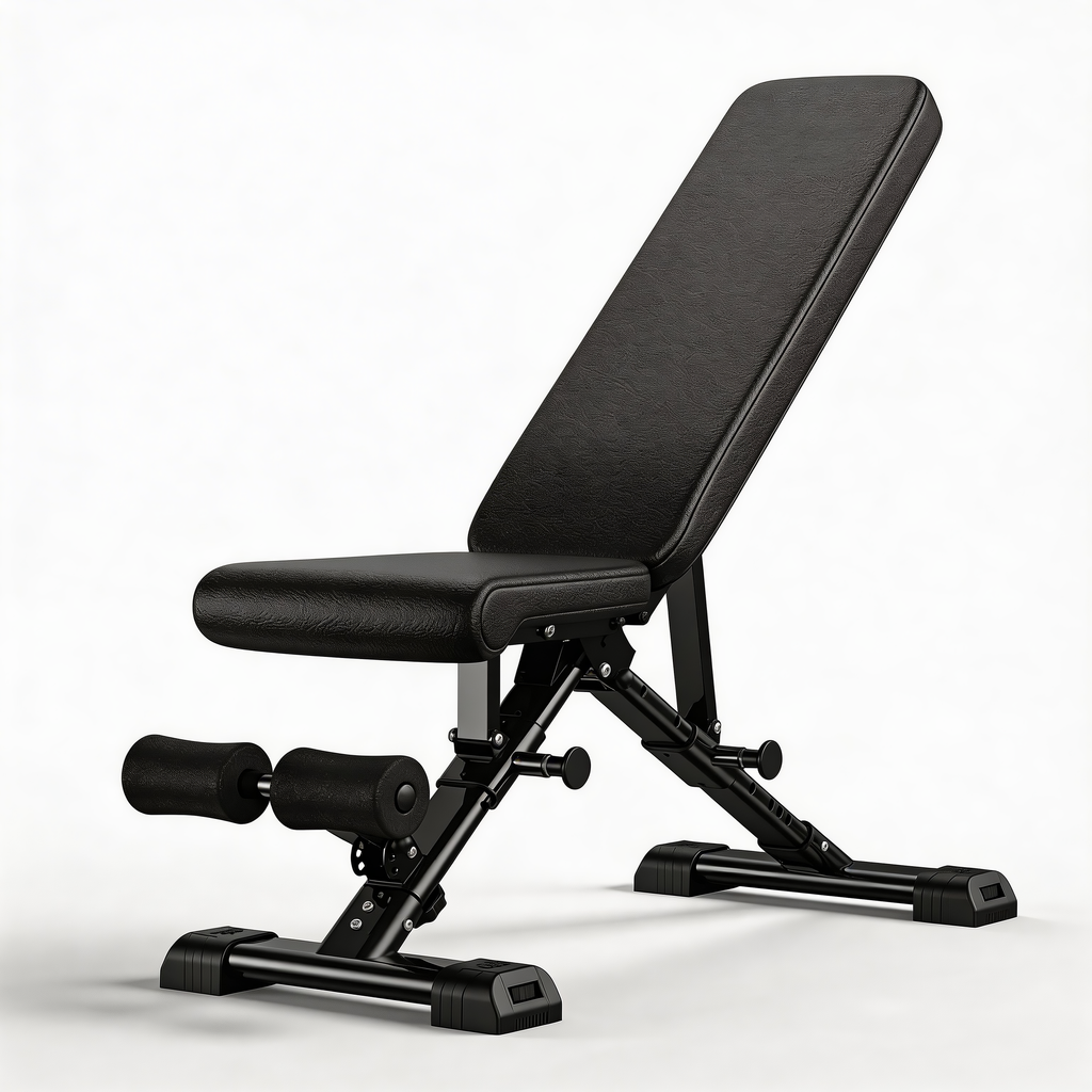 Adjustable Weight Bench with Resistance Bands, Foldable Incline/Decline Workout Bench for Full-Body Training, Multi-Purpose Strength Training Bench for Home Gym