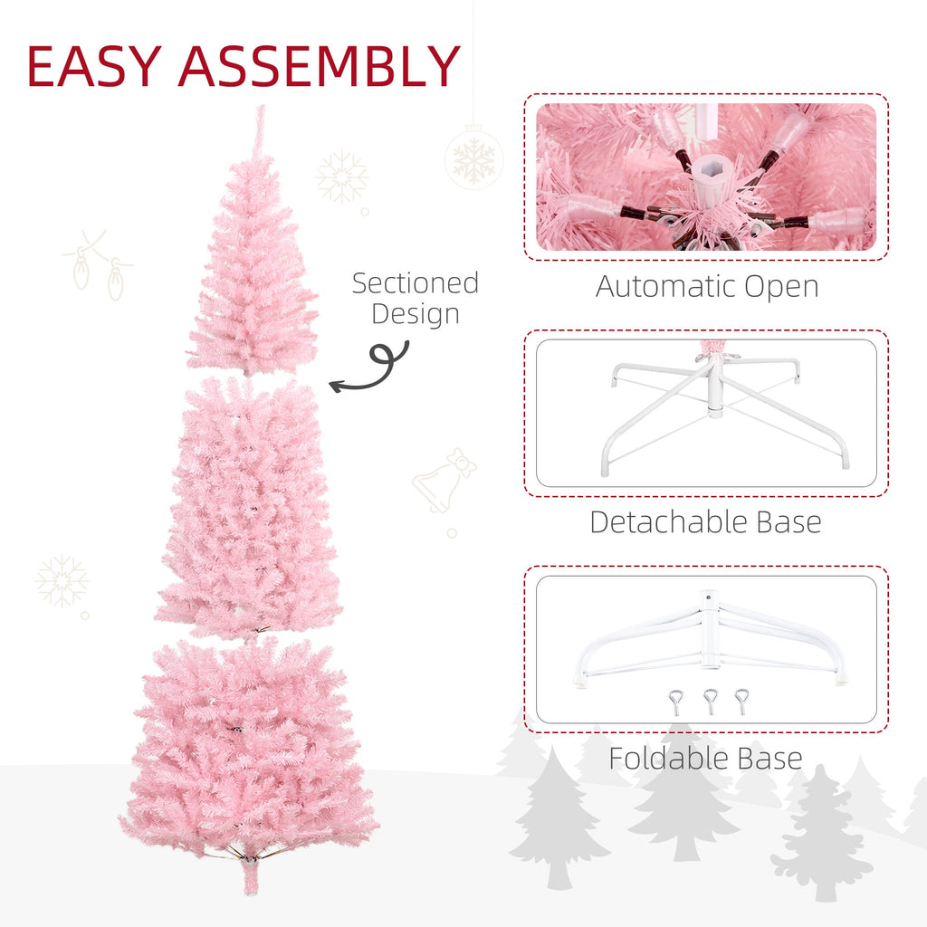HOMCOM 8' Tall Unlit Slim Douglas Fir Artificial Christmas Tree