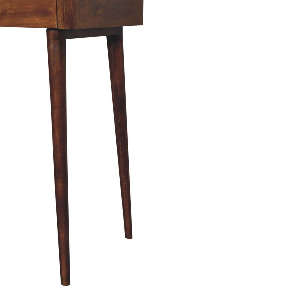 Elevated Chestnut Console Table, 2-Drawers, Nordic Legs