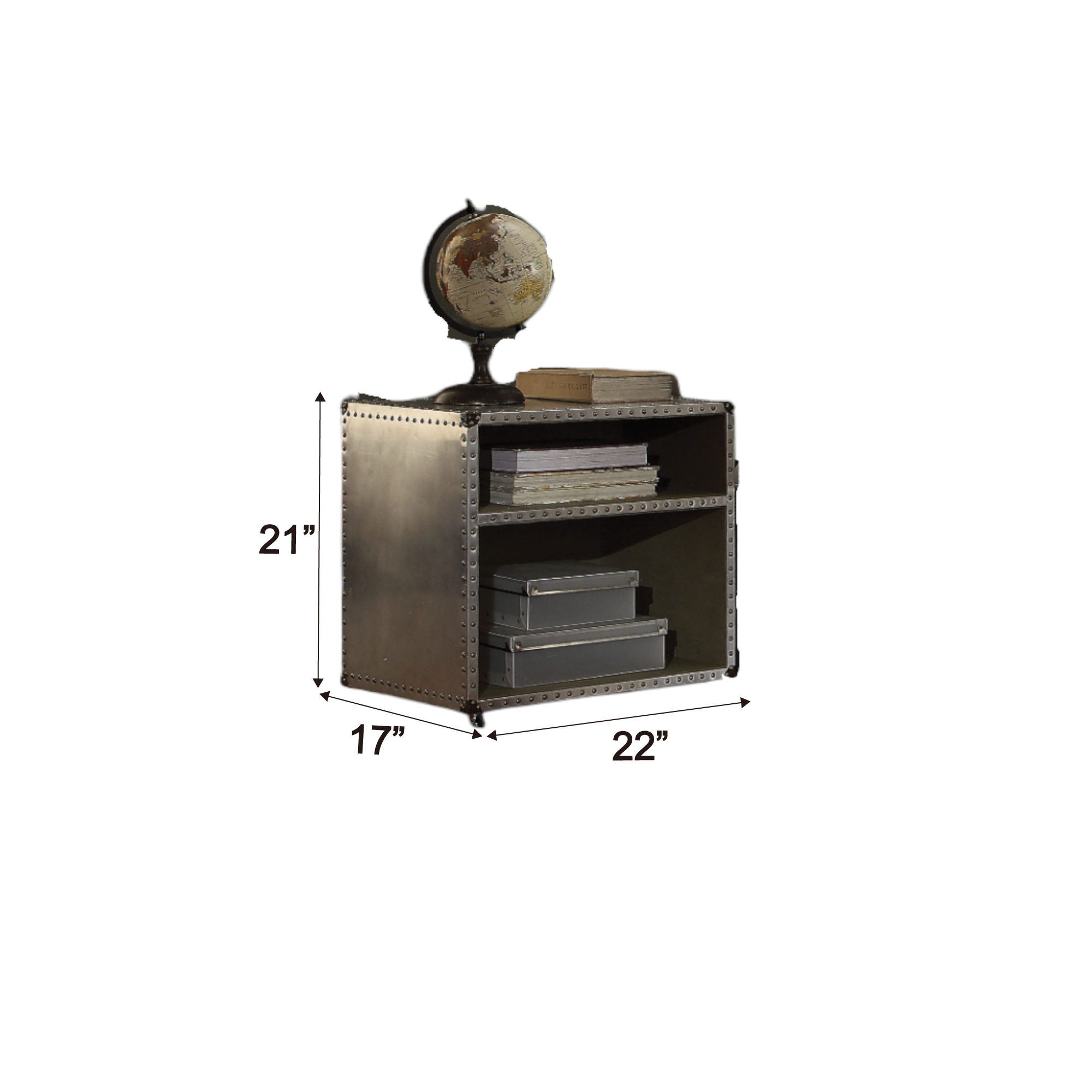Brancaster Aluminum Nightstand with USB Power Dock