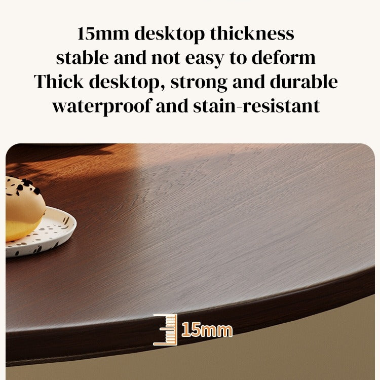 Walnut Color Round Dining Table - Modern Design