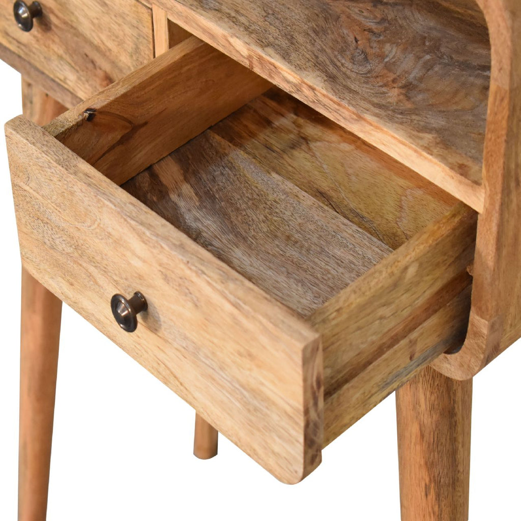 Solid Wood Mini Curved Oak-ish Console Table