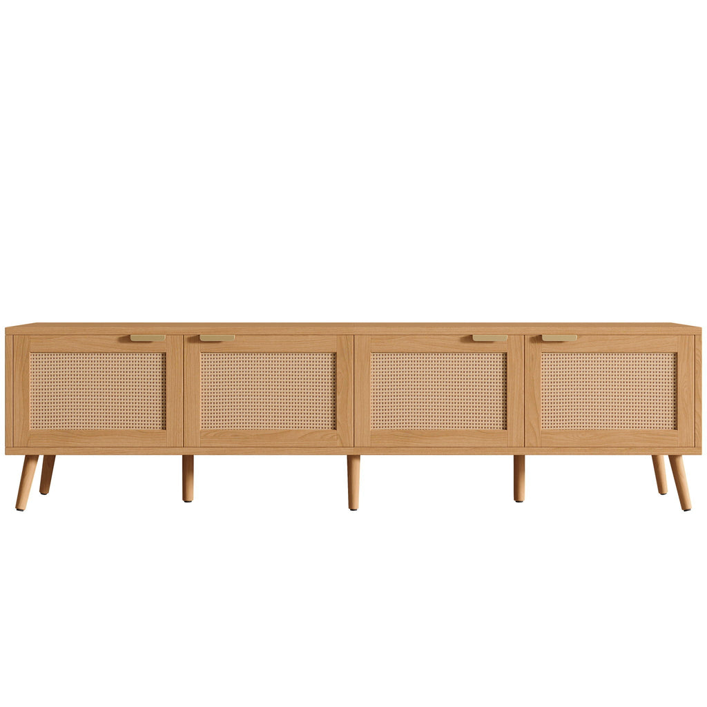 TV Stand With Storage & Cable Holes - Natural Wood