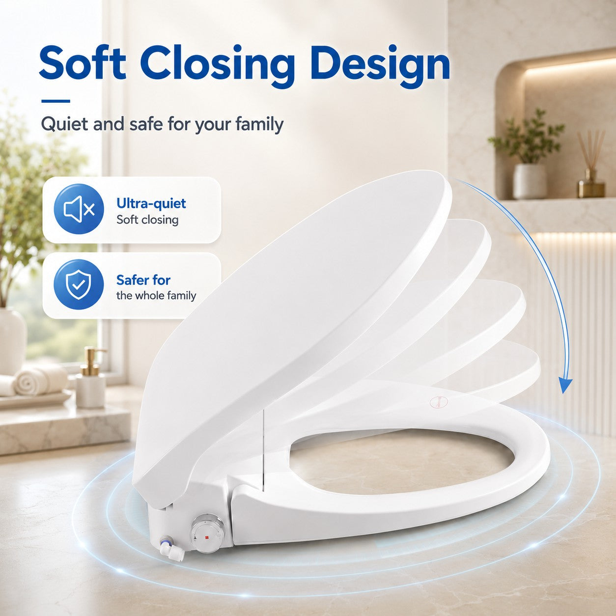 Smart Bidet Toilet Seat with Side Knob Adjustable Heated Seat