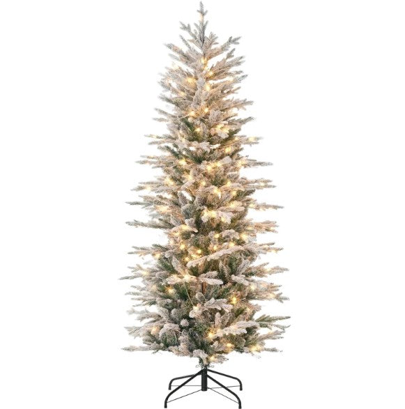 Artificial Flocked Christmas Tree with Warm Lights