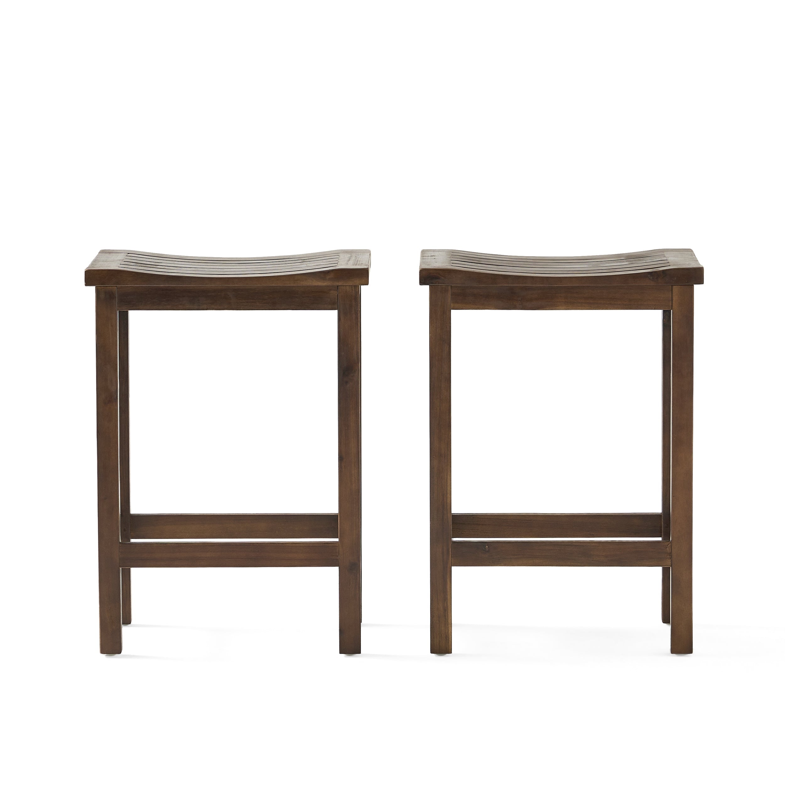 Outdoor Acacia Wood Counter Height Barstool Set of 2