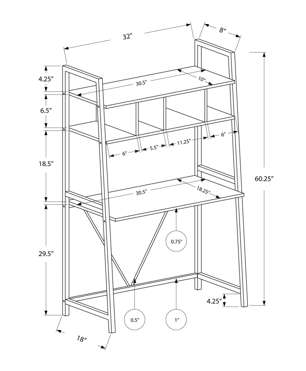 Computer Desk for Home Office, Laptop & Storage Shelves - White