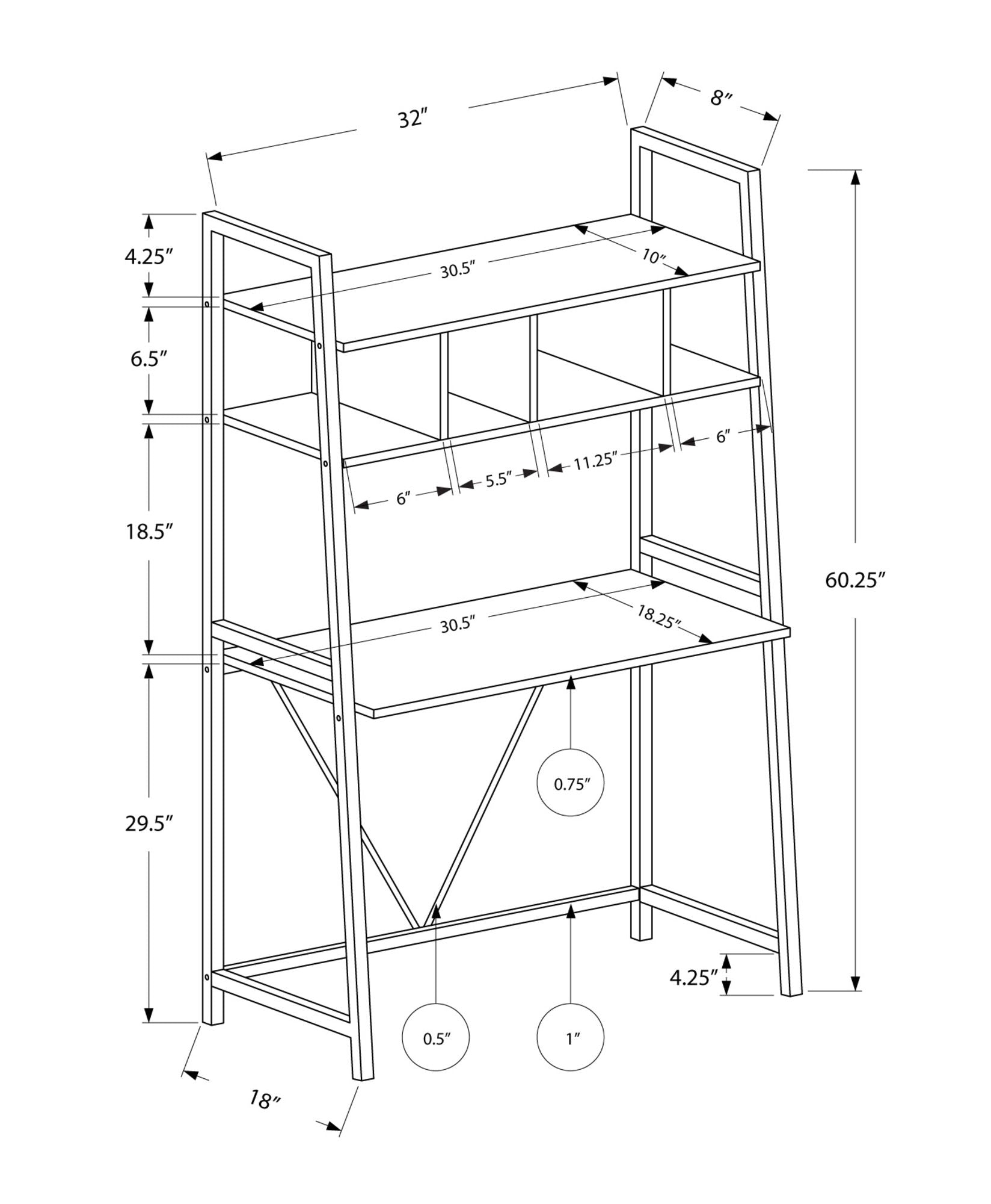 Computer Desk for Home Office, Laptop & Storage Shelves - White