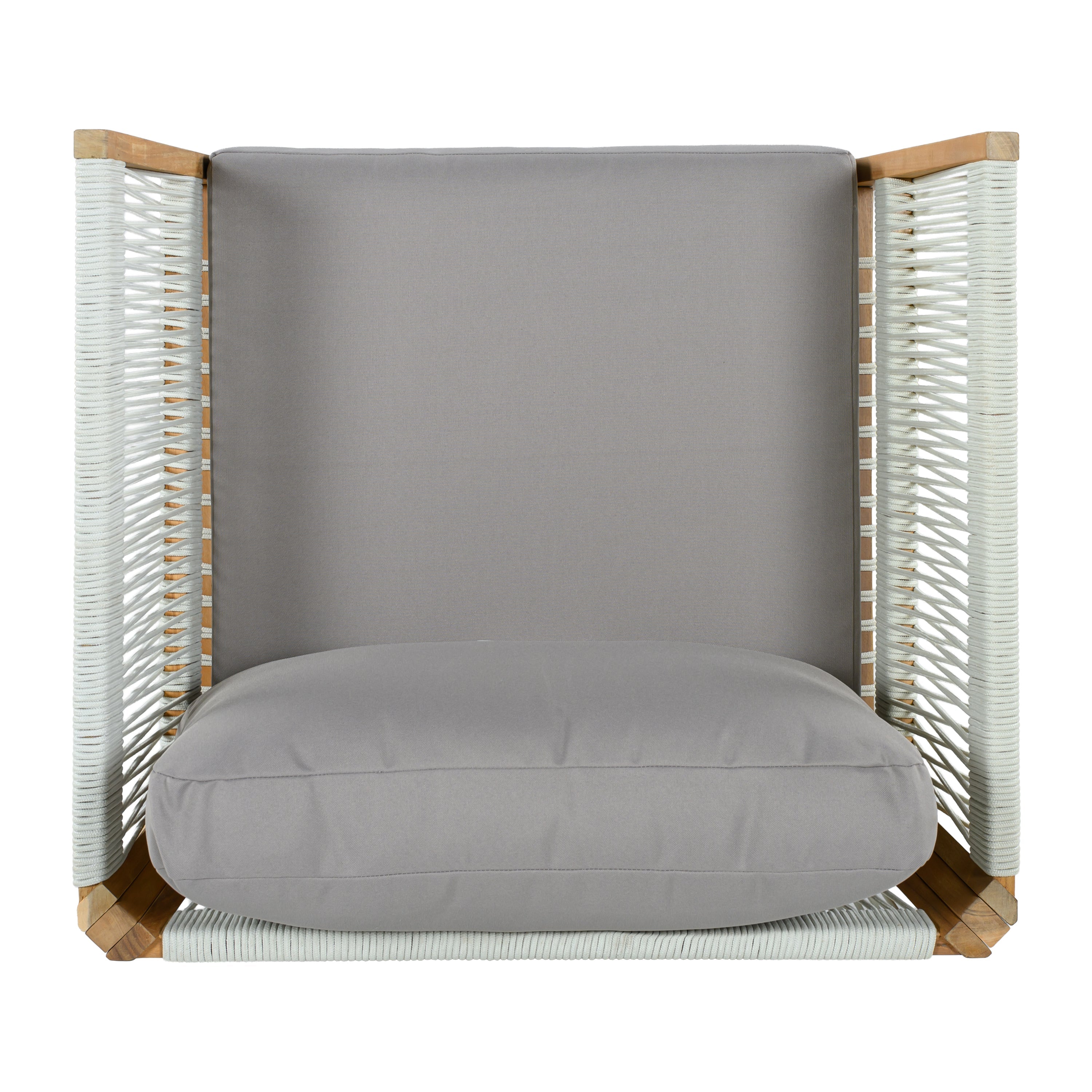 30.3" Outdoor Acacia Wood Patio Chair with Woven Rope Accents