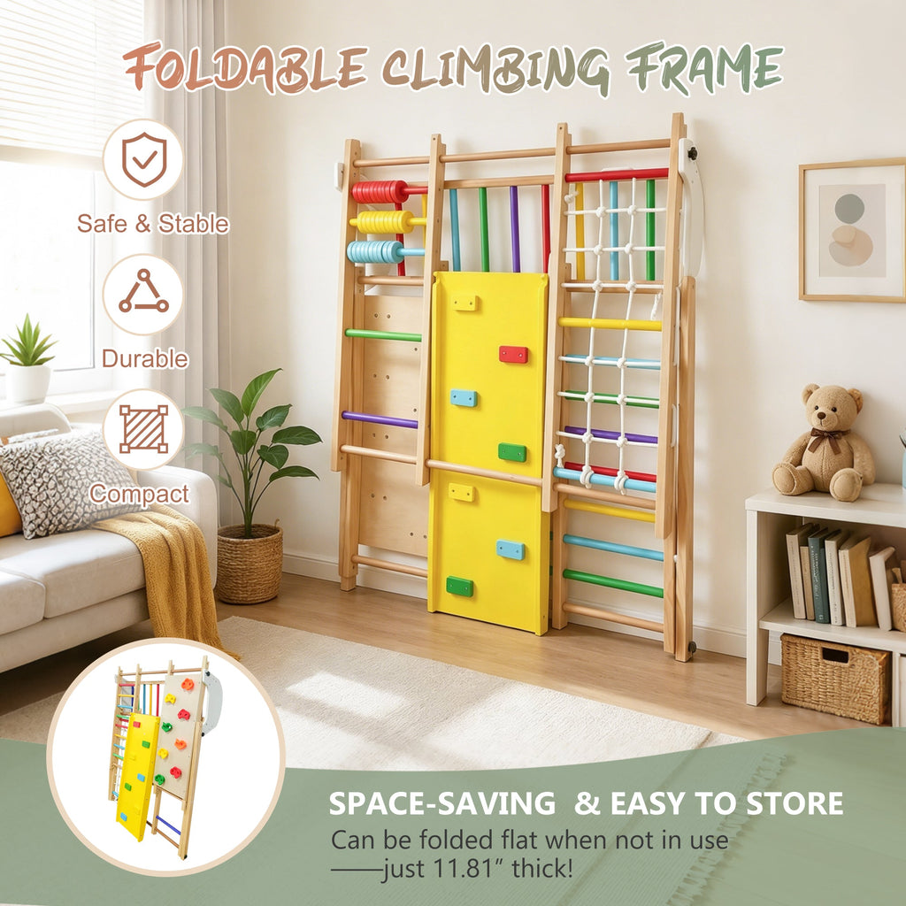 9-in-1 Foldable Kids Climbing Frame & Slide