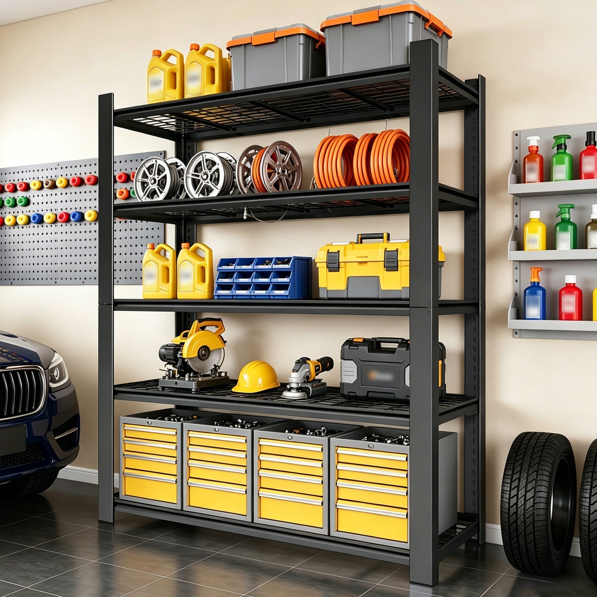 72"H 5-Tier Adjustable Heavy Duty Shelving Metal Mesh Storage Rack (3000 Lbs Loading Capacity) - Metal Shelf Organizer for Pantry, Garage, Kitchen - 60"W*23.6"D*72"H -