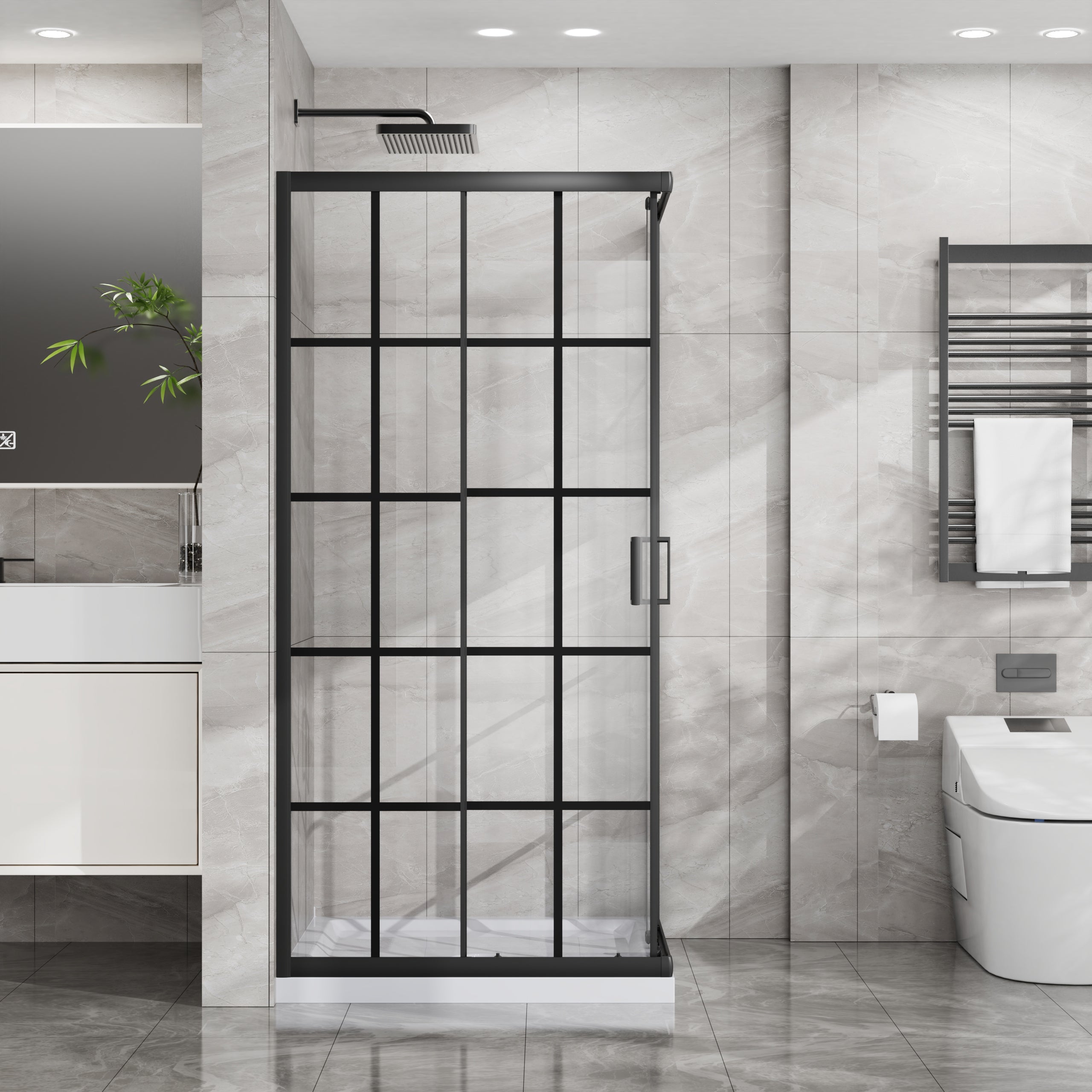 Goodyo Corner Shower Door - 36" D x 36" W x 72" H