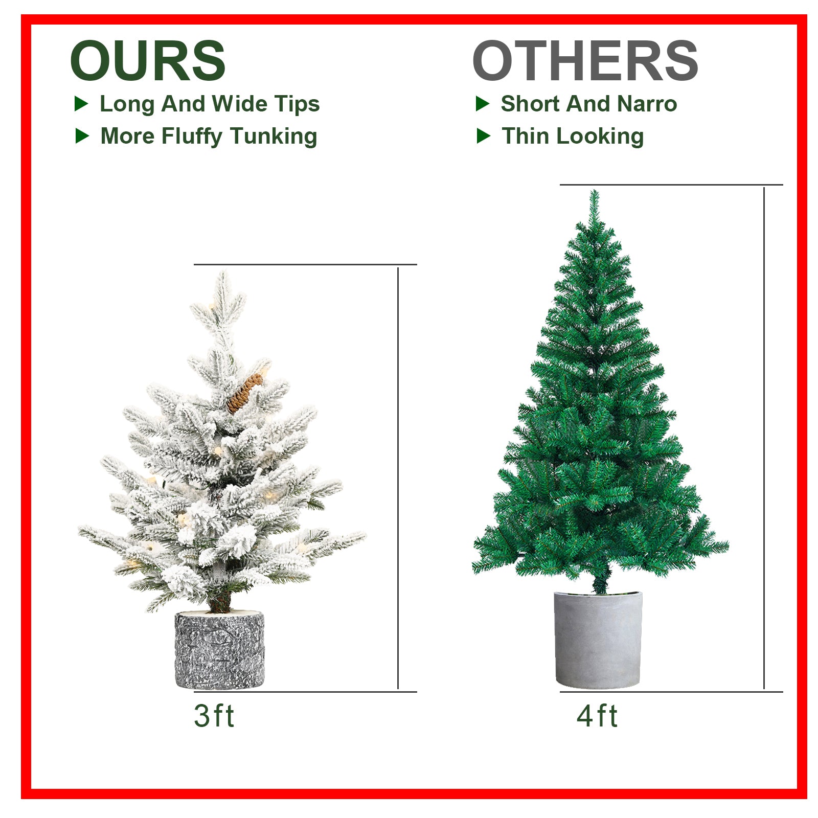 3FT Flocked Christmas Tree with Pot Base